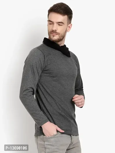 PAUSE Sport Regular fit Solid Men's Cowl Neck Full Sleeve Pure Cotton T Shirts for Men & Boy's (Dark Grey NPS_PACT289-DGR-M)-thumb3