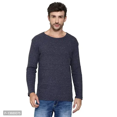 PAUSE Sport Regular fit Solid Men's Round Neck Full Sleeve Cotton Blend T Shirts for Men & Boy's (Blue NPS_PACT1222A-BLU2-M)