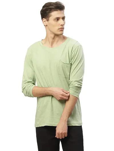 Pause Sport Solid Full Sleeve Round Neck Slim Men's T-Shirt(PACT1266-GRN-M)