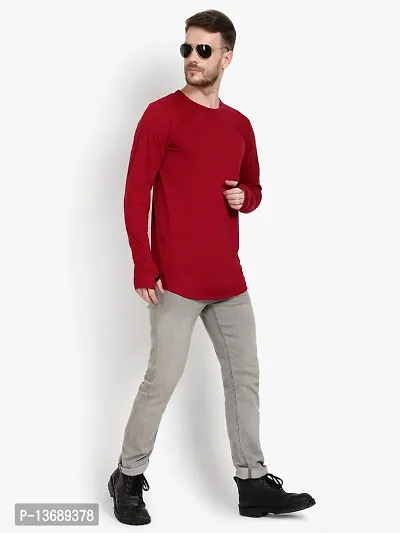 PAUSE Sport Regular fit Solid Men's Round Neck Full Sleeve Pure Cotton T Shirts for Men & Boy's (Maroon NPS_PACT166-MRN-L)-thumb5