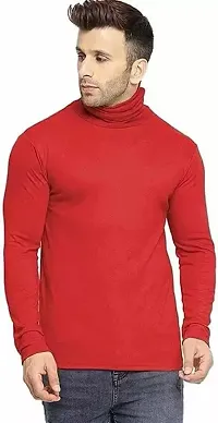 PAUSE Sport Black Solid High Neck Slim Fit Long Sleeve Men's T-Shirt (PA-SS23-CT157-RED_XL)-thumb1