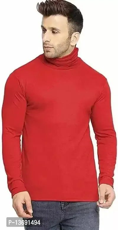 PAUSE Sport Black Solid High Neck Slim Fit Long Sleeve Men's T-Shirt (PA-SS23-CT157-RED_XL)-thumb2
