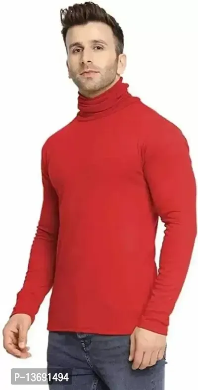 PAUSE Sport Black Solid High Neck Slim Fit Long Sleeve Men's T-Shirt (PA-SS23-CT157-RED_XL)-thumb4