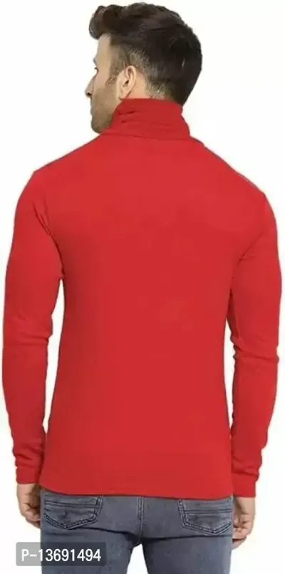 PAUSE Sport Black Solid High Neck Slim Fit Long Sleeve Men's T-Shirt (PA-SS23-CT157-RED_XL)-thumb3