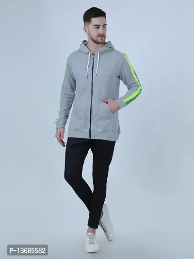 PAUSE Sport Fleece Material Regular Fit Full Sleeves Hooded Neck Light Grey Solid Winter Wear Casual Jacket Sweatshirt Hoodie for Men & Boys (NPS_PAST1312-LGY-M)-thumb2