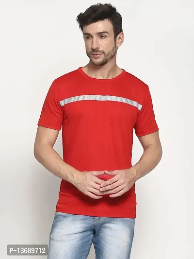 PAUSE Sport Regular fit Solid Men's Round Neck Half Sleeve Nylon T Shirts for Men & Boy's (Red NPS_PACT1355-RED-S)-thumb0