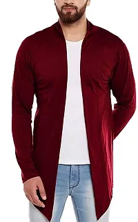 PAUSE Sport Men's Full Sleeve Cotton Blend Open Long Shrug | Full Sleeves Cardigan for Men (Maroon NPS_PASRG2020717-MRN-XXL)-thumb1