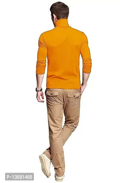 Pause Yellow Solid High Neck Slim Full Sleeve Men's T-Shirt (PA-SS23-CT02191157-MUS-M)-thumb2