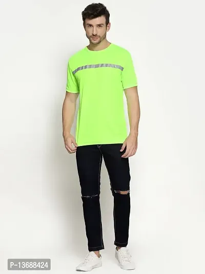 PAUSE Sport Regular fit Solid Men's Round Neck Half Sleeve Nylon T Shirts for Men & Boy's (Neon Green NPS_PACT1355-GRN-XXL)-thumb2