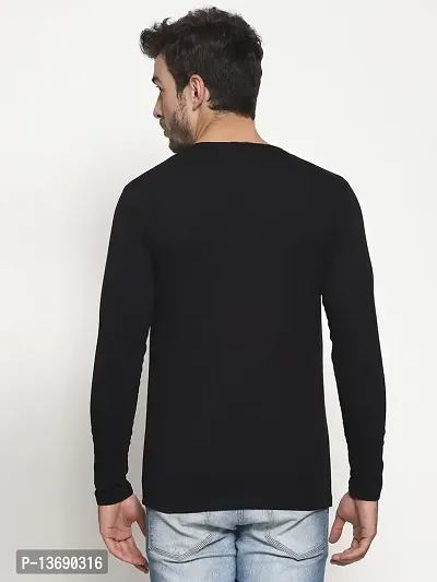 PAUSE Sport Regular fit Self Design Men's Round Neck Full Sleeve Cotton Blend T Shirts for Men & Boy's (Black NPS_PACT1381-BLK-L)-thumb2