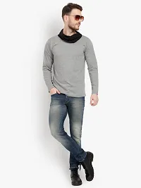 PAUSE Sport Regular fit Solid Men's Cowl Neck Full Sleeve Pure Cotton T Shirts for Men & Boy's (Light Grey NPS_PACT289-LGR-L)-thumb4