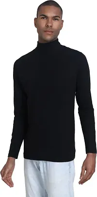 PAUSE Sport Regular fit Solid Men's Turtle Neck Full Sleeve Cotton Blend T Shirts for Men & Boy's (Black NPS_PACT01181157-BLK-L)-thumb3