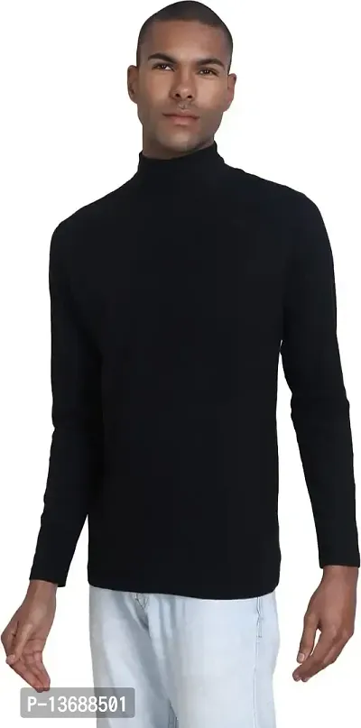 PAUSE Sport Regular fit Solid Men's Turtle Neck Full Sleeve Cotton Blend T Shirts for Men & Boy's (Black NPS_PACT01181157-BLK-L)-thumb4