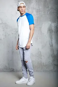 Pause White Solid Round Neck Slim Fit Raglan Half Sleeve Men's T-Shirt (PA-SS23-CT03201038-WHT-L)-thumb1