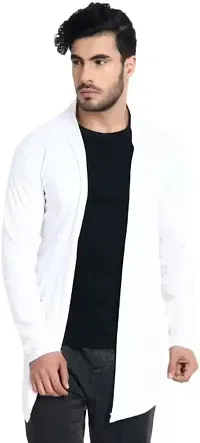 PAUSE Sport Men White Full Sleeve Cotton Open Long Cardigan | Full Sleeves Shrug for Men PA-SS23-SHRUG717-WHT_S-thumb2