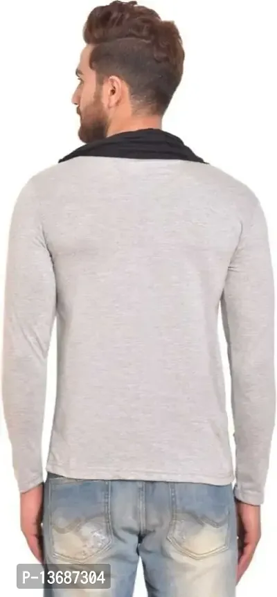 PAUSE Sport Regular fit Solid Men's Cowl Neck Full Sleeve Cotton Blend T Shirts for Men & Boy's (Light Grey NPS_PACT0289-LGR-XXL)-thumb2