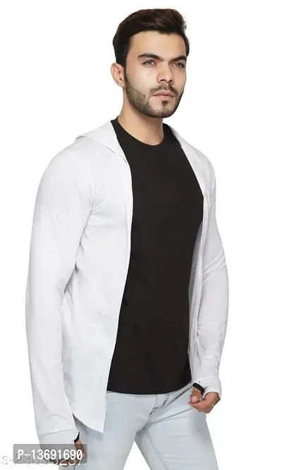 PAUSE Sport Men White Full Sleeve Cotton Open Long Cardigan | Full Sleeves Shrug for Men PA-SS23-SHRUG193-WHT_S-thumb3