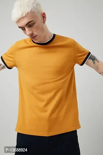 PAUSE Sport Regular fit Solid Men's Round Neck Half Sleeve Cotton Blend T Shirts for Couple (Orange NPS_PACT03201001-ORN-S)