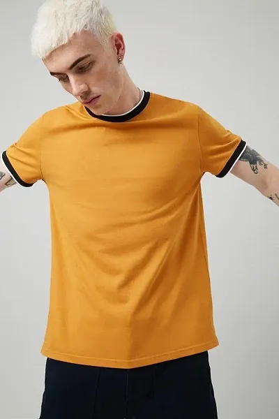 PAUSE Sport Regular fit Solid Men's Round Neck Half Sleeve Blend T Shirts for Couple (Orange NPS_PACT03201001-ORN-S)