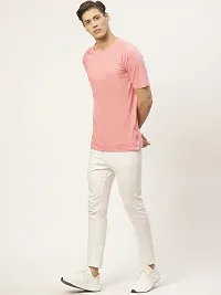 PAUSE Sport Pure Cotton Solid Half Sleeve Round Neck Boxy Pink Men's & Boy's T-Shirt (PA-SS23-CT1014-PNK_L)-thumb1