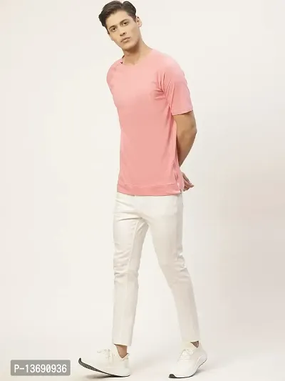 PAUSE Sport Pure Cotton Solid Half Sleeve Round Neck Boxy Pink Men's & Boy's T-Shirt (PA-SS23-CT1014-PNK_L)-thumb2