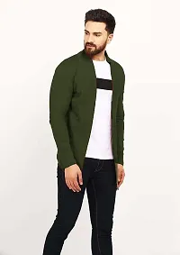 PAUSE Sport Men Olive Full Sleeve Cotton Open Long Cardigan | Full Sleeves Shrug for Men PA-SS23-SHRUG717-OLV_XL-thumb1