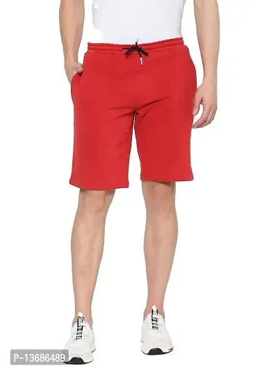 PAUSE Sport Regular Men Knit Shorts | Cotton Jersey Fabric Men's Short | Smart Tech, Easy Stain Release, Anti Stat, Ultra Soft & Quick Dry Shorts (Red NPS_PASH1411-RD-S)-thumb0