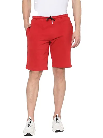 Pause Sport Regular Men Knit Shorts | Cotton Jersey Fabric Men's Short | Smart Tech, Easy Stain Release, Anti Stat, Ultra Soft & Quick Dry Shorts (Red NPS_PASH1411)