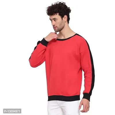 PAUSE Sport Men's Red Color Full Sleeves Regular Fit Round Neck Classic Solid Printed Hooded No Closure Sweatshirt for Casual (S_ Size)-thumb3