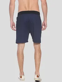 Men's Navy Blue Self Design Polyester Short-thumb1