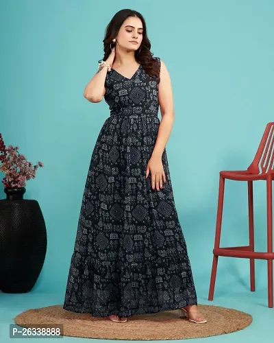 Designer Black Cotton Blend Ethnic Gown For Women