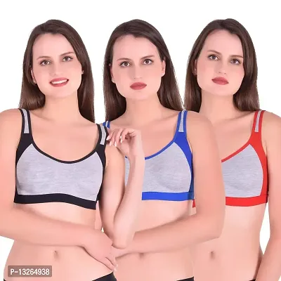 Buy Easysoft Womens Comfortable Non Padded Cotton Blended Sports Bra (Pack  of 3) Online In India At Discounted Prices