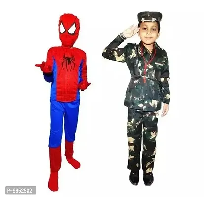 Stylish Boys Spiderman And Army Dress Clothing Set-thumb0