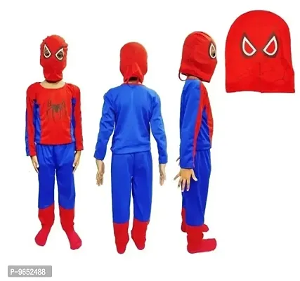 Stylish Boys Spiderman Dress With Mask For Kids Boys And Girls Costume-thumb0