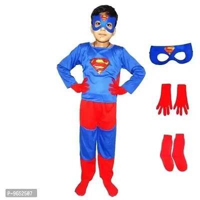 Stylish Boys Superman Dress With Mask Gloves And Socksdress Ups and Costumes