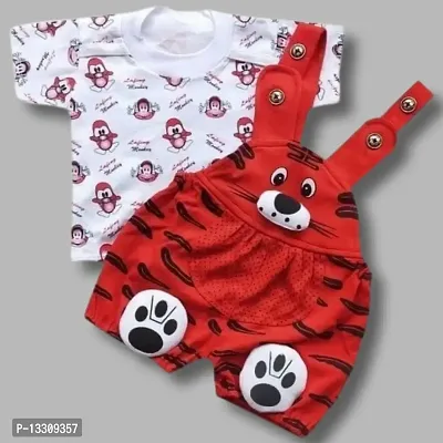 Red dungaree with lion print