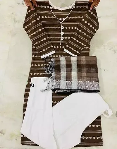 Stylish A-Line Kurta, Bottom and Dupatta Set For Women