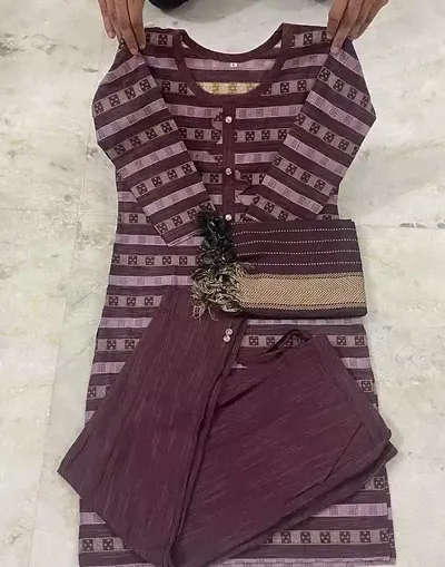 Stylish A-Line Kurta, Bottom and Dupatta Set For Women