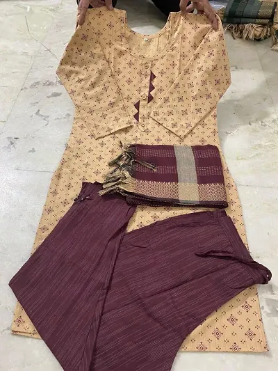 Elegant Khadi Womens Kurta set with Dupatta