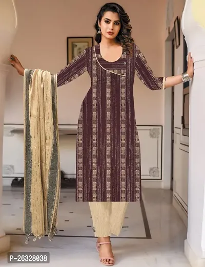 Stylish A-Line khadi cotton Kurta Bottom with Dupatta Set For Women