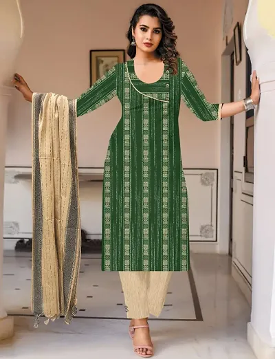 Stylish A-Line khadi Kurta Bottom with Dupatta Set For Women