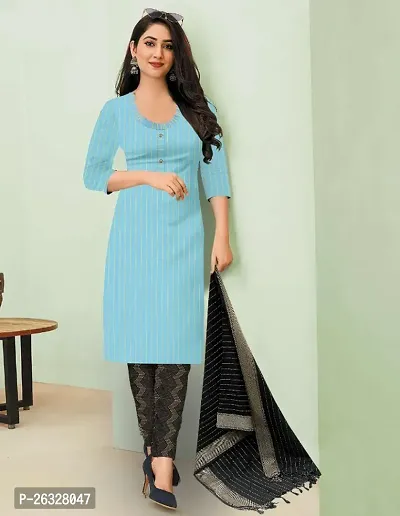 Stylish A-Line khadi cotton Kurta Bottom with Dupatta Set For Women