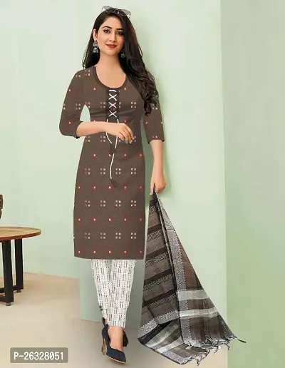 Stylish A-Line khadi cotton Kurta Bottom with Dupatta Set For Women