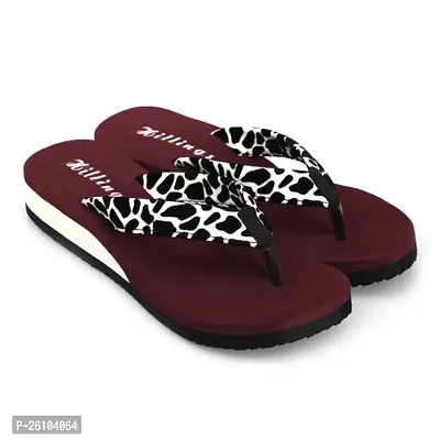 Elegant Maroon EVA Printed Flip Flops For Women