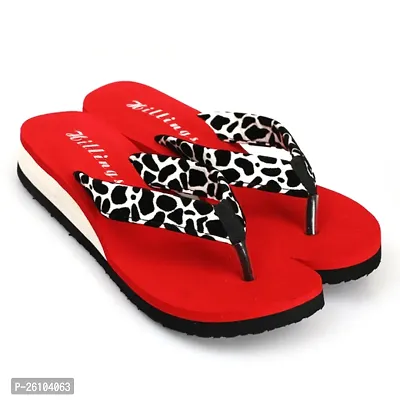 Elegant Red EVA Printed Flip Flops For Women