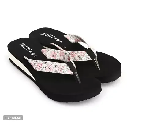 Elegant Black EVA Printed Flip Flops For Women