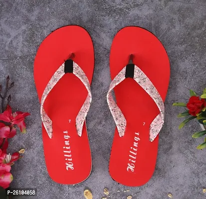 Elegant Red EVA Printed Flip Flops For Women
