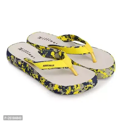 Elegant Yellow EVA Printed Flip Flops For Women