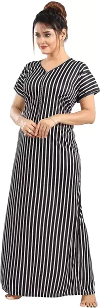 Elegant Satin Striped Nighty For Women