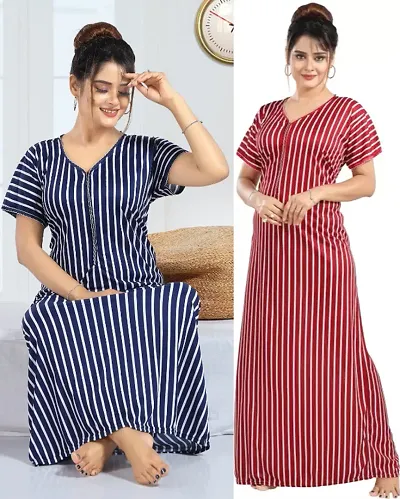 Stylish Satin Nighty For Women Pack Of 2